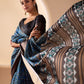 Rajwada Black And Black Silk Blend Printed Saree For Women