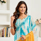 Rajwada Sky Blue And Orange Cotton Linen Zari Work Saree For Women