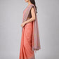 Peach Silk Blend Embellished Saree