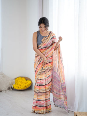 Rajwada Multicolor Georgette Printed Saree For Women