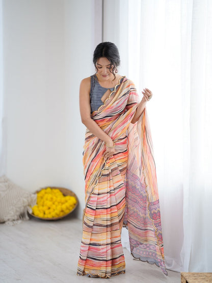 Rajwada Multicolor Georgette Printed Saree For Women
