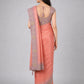 Peach Silk Blend Embellished Saree