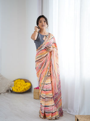 Rajwada Multicolor Georgette Printed Saree For Women