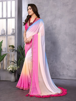 Rajwada Multicolor Georgette Embellished Saree For Women