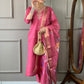 Rajwada Pink Viscose chanderi Embroidered Stitched Kurta Set For Women