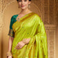 Rajwada Lime Green Silk Blend Woven Pithani Saree For Women