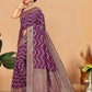 Rajwada Purple Woven Banasari Silk Saree with Unstitched Blouse for Women