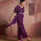 Rajwada Purple Cotton Blend Embellished Co-ord Set For Women
