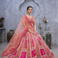 Rajwada Peach Organza Embellished Semi-Stitched Lehenga With Unstitched Blouse For Women