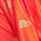 Rajwada Orange Silk Blend Woven Saree With Unstitched Blouse For Women