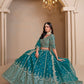 Rajwada Teal Art Silk Embroidered Semi-Stitched lehenga For Women