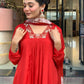 Rajwada Red Silk Blend Embroidered Stitched Kurta Set For Women