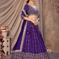 Rajwada Purple Silk Blend Sequins Embroidered Semi-Stitched Lehenga For Women