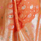 Rajwada Orange Silk Blend Woven Elegant Saree For Women