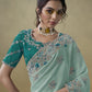 Rajwada Sea Green Georgette Embroidered Elegant Saree For Women