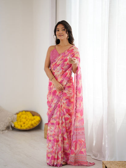 Rajwada Multicolor Georgette Printed Saree For Women