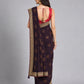 Wine Georgette Embellished Saree