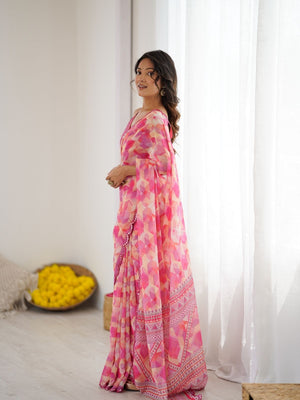 Rajwada Multicolor Georgette Printed Saree For Women