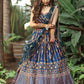 Rajwada Blue Silk Blend Embroidered Semi-Stitched lehenga For Women