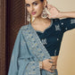 Rajwada Sky Blue Georgette Embroidered Elegant Saree For Women