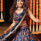 Rajwada Blue Silk Blend Embroidered Semi-Stitched lehenga For Women