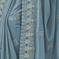 Rajwada Sky Blue Georgette Embroidered Elegant Saree For Women