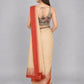 Cream Cotton Blend Solid Saree