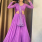 Rajwada Purple Georgette Embroidered Semi-Stitched lehenga For Women
