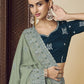 Rajwada Dusty Green Georgette Embroidered Elegant Saree For Women