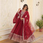 Rajwada Maroon Georgette  Embroidered Stitched Gown With Dupatta For Women
