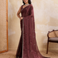 Rajwada Brown Silk Blend Embroidered Saree For Women