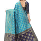Rajwada Blue Silk Blend Embellished Saree For Women