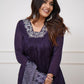 Rajwada Navy Blue Viscose Embroidered Stitched Kurta Set for Women