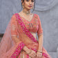 Rajwada Peach Organza Embellished Semi-Stitched Lehenga With Unstitched Blouse For Women