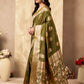 Rajwada Olive Green Silk Blend Solid Saree For Women