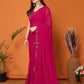Rajwada Pink Georgette Embroidered Saree For Women