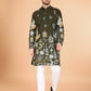 Rajwada Olive Viscose Rayon Stitched Kurta For Men