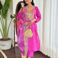 Rajwada Pink Viscose Embroidered Stitched Kurta Set For Women