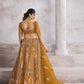 Rajwada Mustard Banarasi Silk Embroidered Semi-Stitched Lehenga For Women
