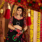 Rajwada Black Viscose Cotton Embroidered Semi-Stitched lehenga With Stunning Tassels For Women