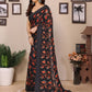 Rajwada Black Georgette Printed Saree For Women