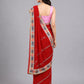 Red Georgette Embellished Saree