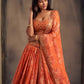 Rajwada Orange Organza Printed And Embriodered Semi-Stitched Lehenga For Women