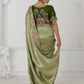 Rajwada Light Green Viscose Silk Embroidered Saree For Women