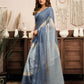 Rajwada Pastel Blue Cotton Linen Zari Work Saree For Women