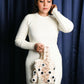 Rajwada White Suede Sequins, Mirror Work Potli For Women