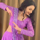 Rajwada Purple Georgette Embroidered Semi-Stitched lehenga For Women