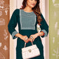 Rajwada Dark Green Rayon Embroidered Kurta For Women