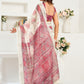 Rajwada White And Dark Mauve Cotton Linen Zari Work Saree For Women