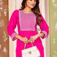 Rajwada Pink Rayon Embroidered Kurta For Women